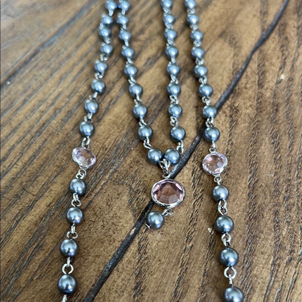 Elegant Silver and Pink Beaded Necklaces